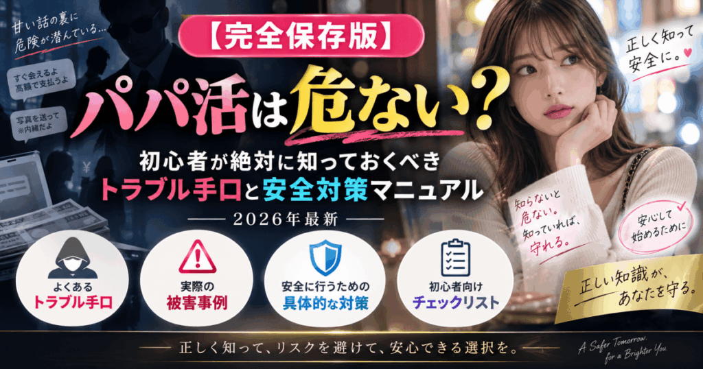 【完全保存版】パパ活は危ない？初心者が絶対に知っておくべきトラブル手口と安全対策マニュアル【2026年最新】
